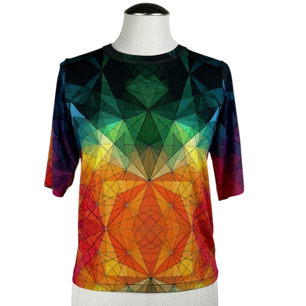 Agnès b. Paris‎ Artist's Series IKON Women's Geometric Rainbow Print Top Small